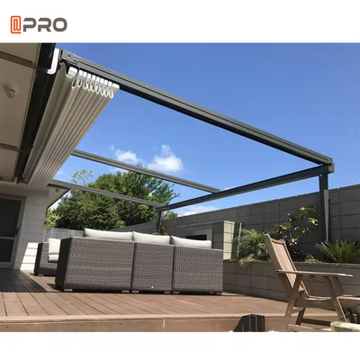 Aluminium raam buitenshuis PVC luifel zonnescherm waterdicht terugtrekbaar dak luifel pergola